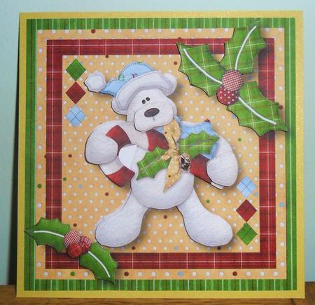 Cute Polar Bear with Candy Cane Card Front by Johanna Lambert