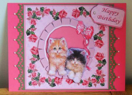 Cute Kittens in the Pink Decoupage by Johanna Lambert