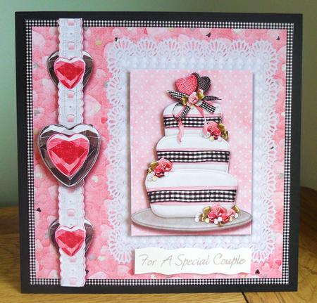 Pretty Pink Wedding Cake on Lace Edge Matt by Johanna Lambert