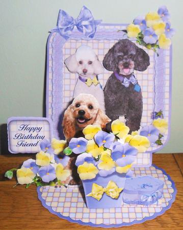 Giant Easel Tableau 3D Card Kit - Poodles & Pansies by Johanna Lambert