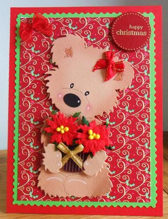 Holly Flourish on Red Christmas Background Paper by Johanna Lambert
