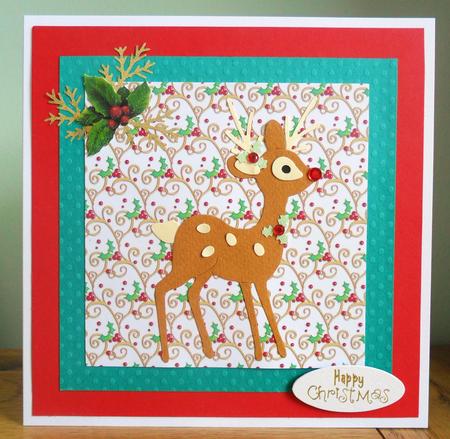 Holly Flourish on White Christmas Background Paper by Johanna Lambert