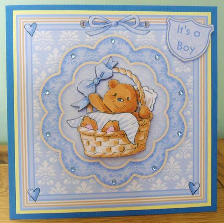 Baby Boy Bear Topper & Decoupage by Johanna Lambert