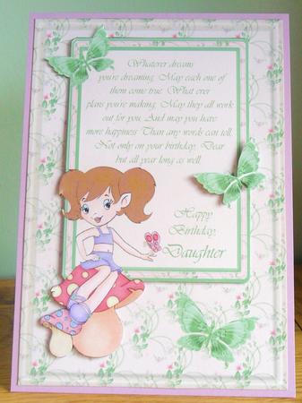 Cute Girl with Birthday Wishes for a Daughter by Johanna Lambert