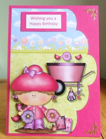 A Little Overgrown, Scalloped Edge Card Front & Decoupage by Johanna Lambert