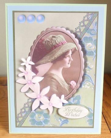 Vintage Beauty N0 3 Claudine - 5x7 Card Front with Decoupage by Johanna Lambert