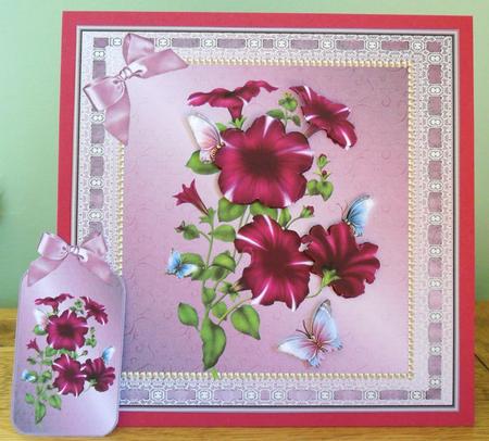 Pertunias and Butterflies with Tag & Decoupage by Johanna Lambert