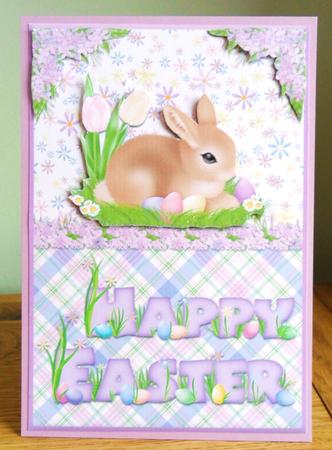 Happy Easter Bunny with Eggs Card Front by Johanna Lambert