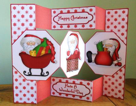 Santa's Coming - Octagon Tri-fold Quick Card by Johanna Lambert