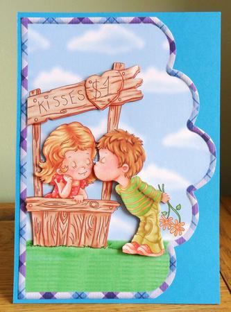 Cute Kisses Scallope Edge Curve Card by Johanna Lambert