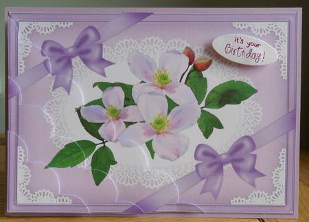 A5 Clematis Spray and Lace Scallop Corner Side Stacker by Johanna Lambert