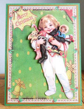 Vintage Christmas Boy with Toys by Johanna Lambert