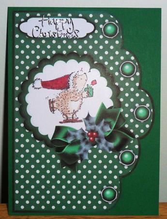 Christmas Polka Dots in Green - Scallop Edge Card Bases by Johanna Lambert
