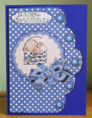 Christmas Polka Dots in Blue - Scallop Edge Card Bases by Johanna Lambert