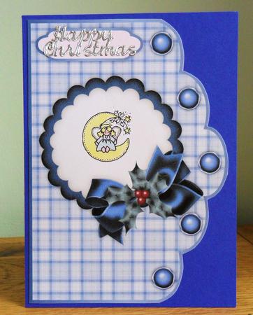 Christmas Plaids in Blue - Scallop Edge Card Bases by Johanna Lambert