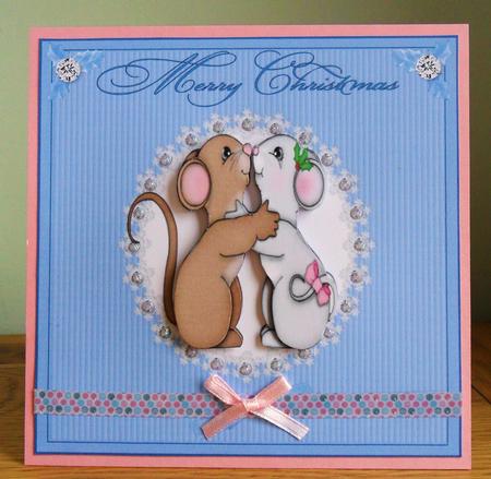 Blue Christmas Mice Love by Johanna Lambert