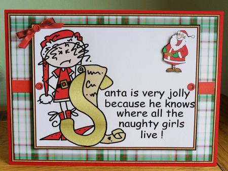 Crabby Cathy Knows Why Santa's Happy Quick Card by Johanna Lambert