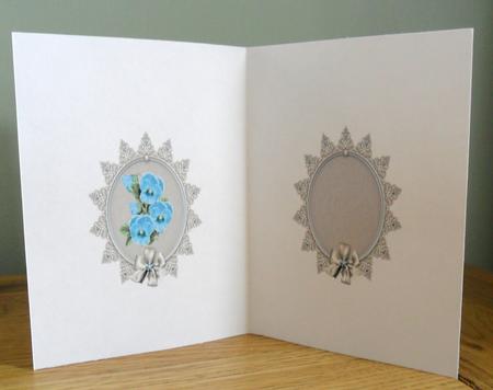Blue Pansies on Ornate Frame Insert by Johanna Lambert