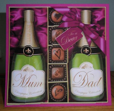 Mum N Dad Champers N Chocs Fan Pyramage Topper by Johanna Lambert