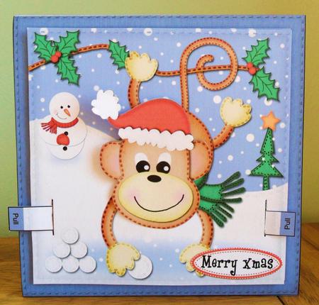 3D Chunky Monkey Xmas Animated Moveable Wobble Head Card Kit by Johanna Lambert