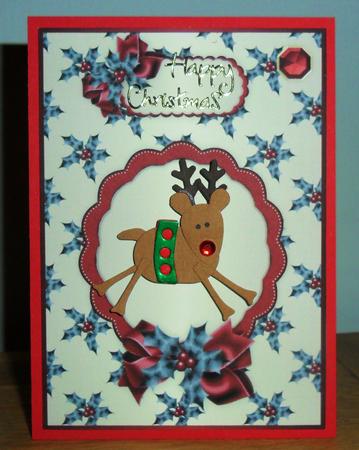 Christmas Holly Sprigs in Green and Red Card Bases by Johanna Lambert