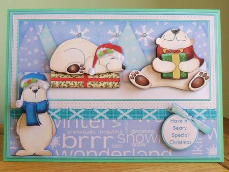 3 Christmas Polar Bears Topper and Decoupage by Johanna Lambert