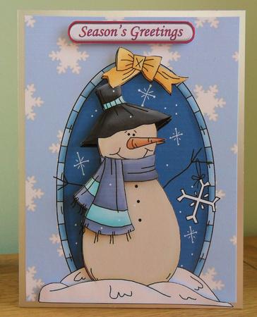 Christmas Snowman with Yellow Bow by Johanna Lambert
