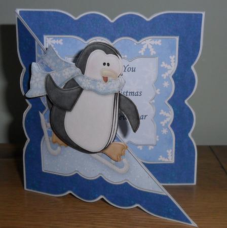 Skating Penguin All in One Over the Edge Card by Johanna Lambert