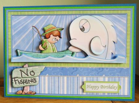 No Fishing Humorous Male Decoupage by Johanna Lambert