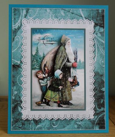 Vintage Christmas Santa with Children Decoupage by Johanna Lambert