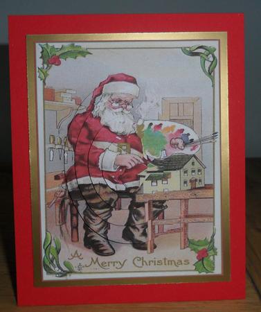 Vintage Christmas Santa in Workshop Pyramid by Johanna Lambert