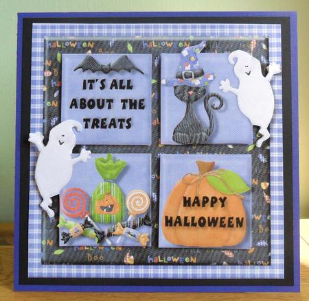 It's All About the Treats Halloween Square Card Front by Johanna Lambert