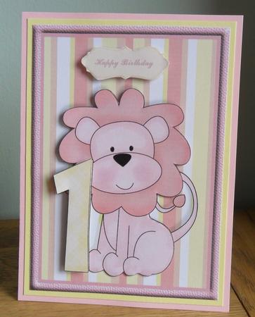 Girls 1st Birthday Card Front with Decoupage by Johanna Lambert