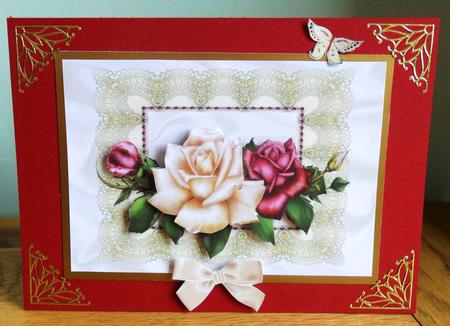 Roses on Cream Victorian Lace with Butterflies by Johanna Lambert