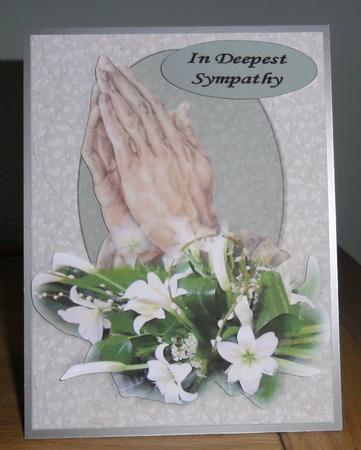 Praying Hands and Lilies Sympathy Decoupage by Johanna Lambert