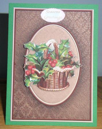 Basket of Holly Easy to Cut Quick Card by Johanna Lambert