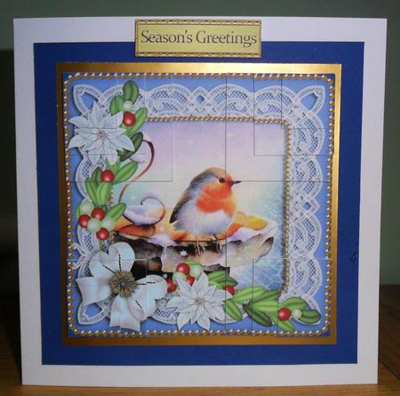 Blue Robin Poinsettias 5in Quad Corner Stacker by Johanna Lambert