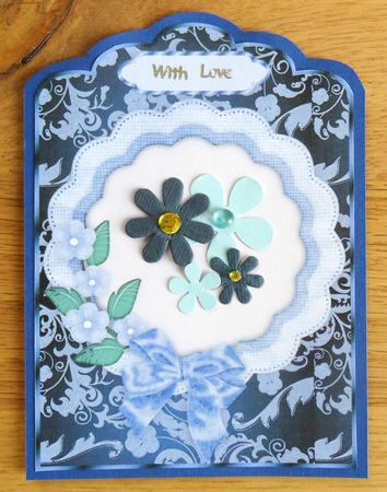 Floral Nouveau Scallop Top Card Fronts in Green and Blue by Johanna Lambert