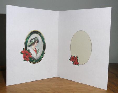 Vintage Christmas Lady in Poinsettia Frame Insert by Johanna Lambert
