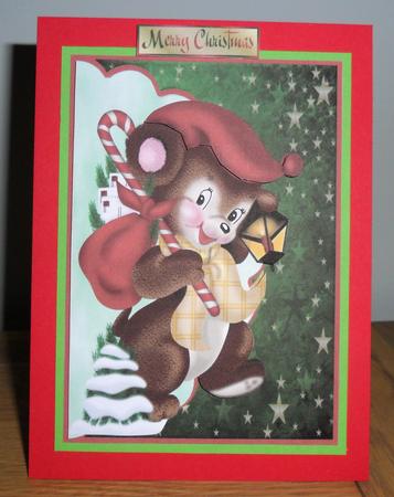 Christmas Post Mouse Envelope Card with Decoupage by Johanna Lambert