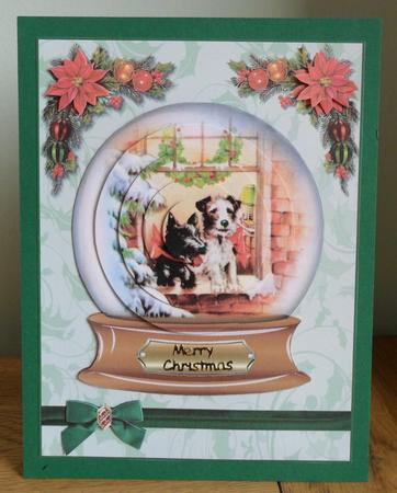 Vintage Christmas Snowglobe Dogs by Johanna Lambert