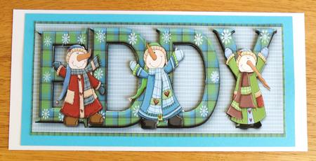 Snowman Fun Eddy Large Dl Name Card by Johanna Lambert