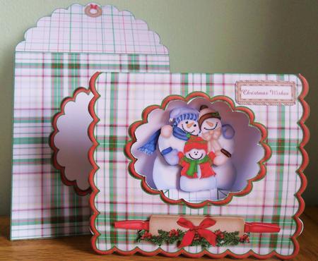 Snow Family Scalloped Tent Card with Envelope by Johanna Lambert