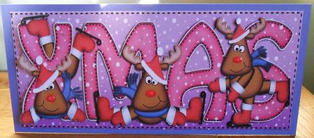 Large Dl Xmas Rudolph Quick Card with 3D Decoupage by Johanna Lambert