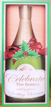 Large Dl Christmas Champers in a Box Quick Card 3D Decoupage by Johanna Lambert