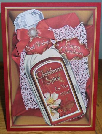 Christmas Spice Red Bottle Step by Step Decoupage by Johanna Lambert