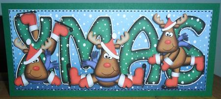 Large Dl Xmas Rudolph Quick Card with 3D Decoupage by Johanna Lambert