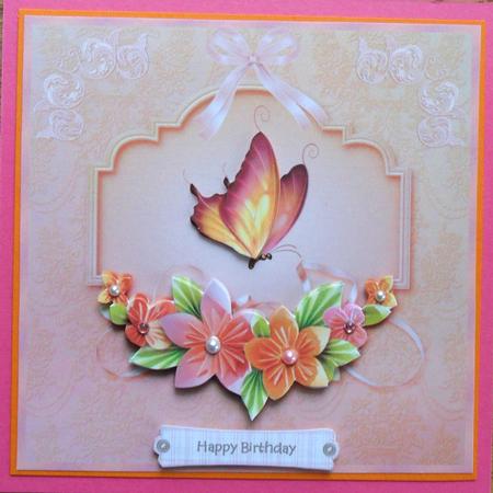 Origami Flowers Square Card Front with Step by Step by Johanna Lambert