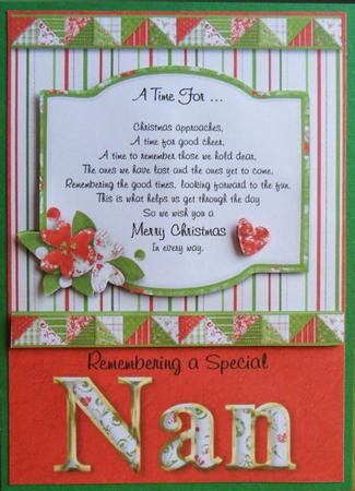 Remembering a Special Nan Christmas Card Front with Verse by Johanna Lambert