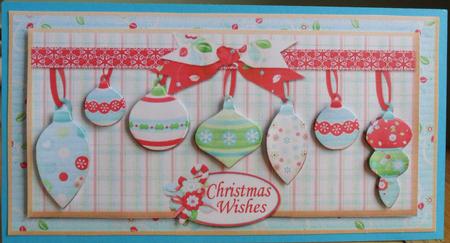 Christmas Baubles Dl Card Front with Various Sentiments by Johanna Lambert